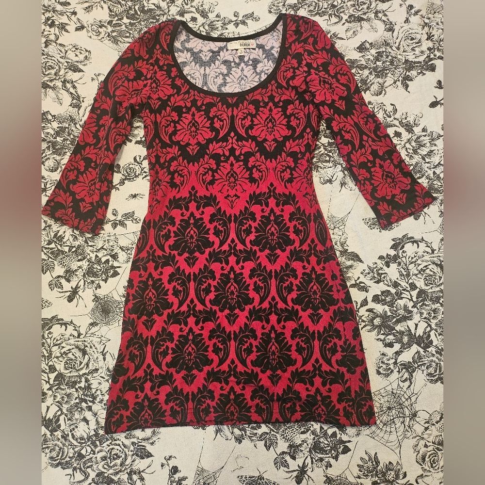 Derek Heart Red and Black Sweater Dress